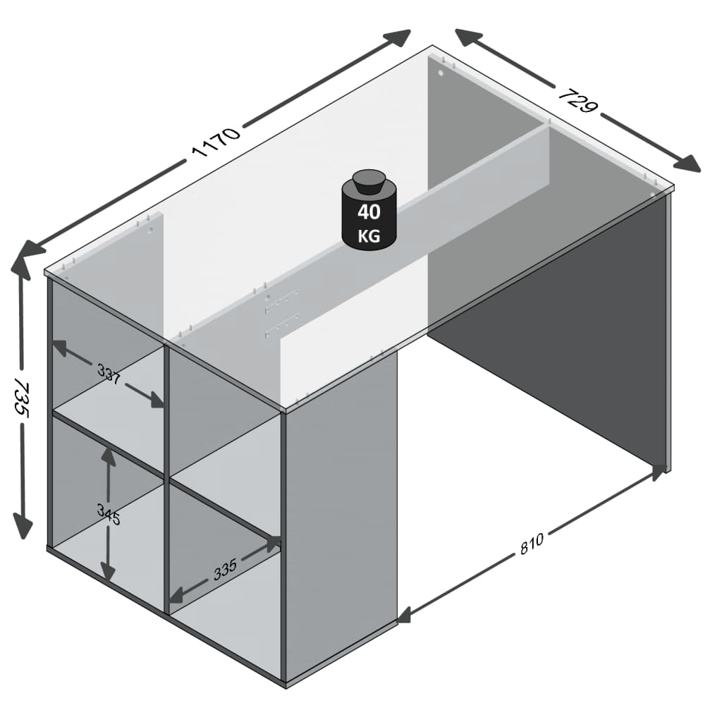 Fmd Bureau Met Zijschappen 117X72,9X73,5 Cm
