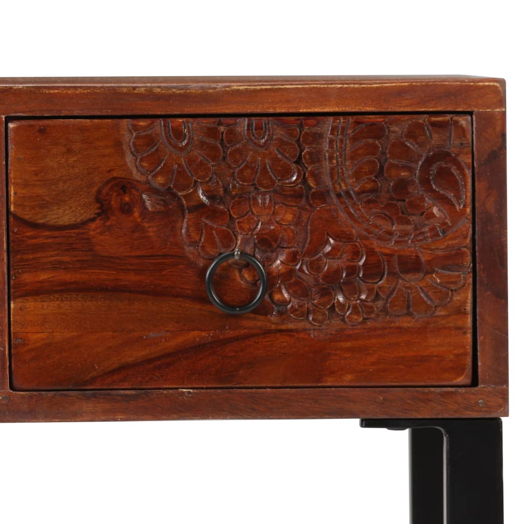 Bureau 117X50X76 Cm Massief Sheeshamhout En Echt Leer
