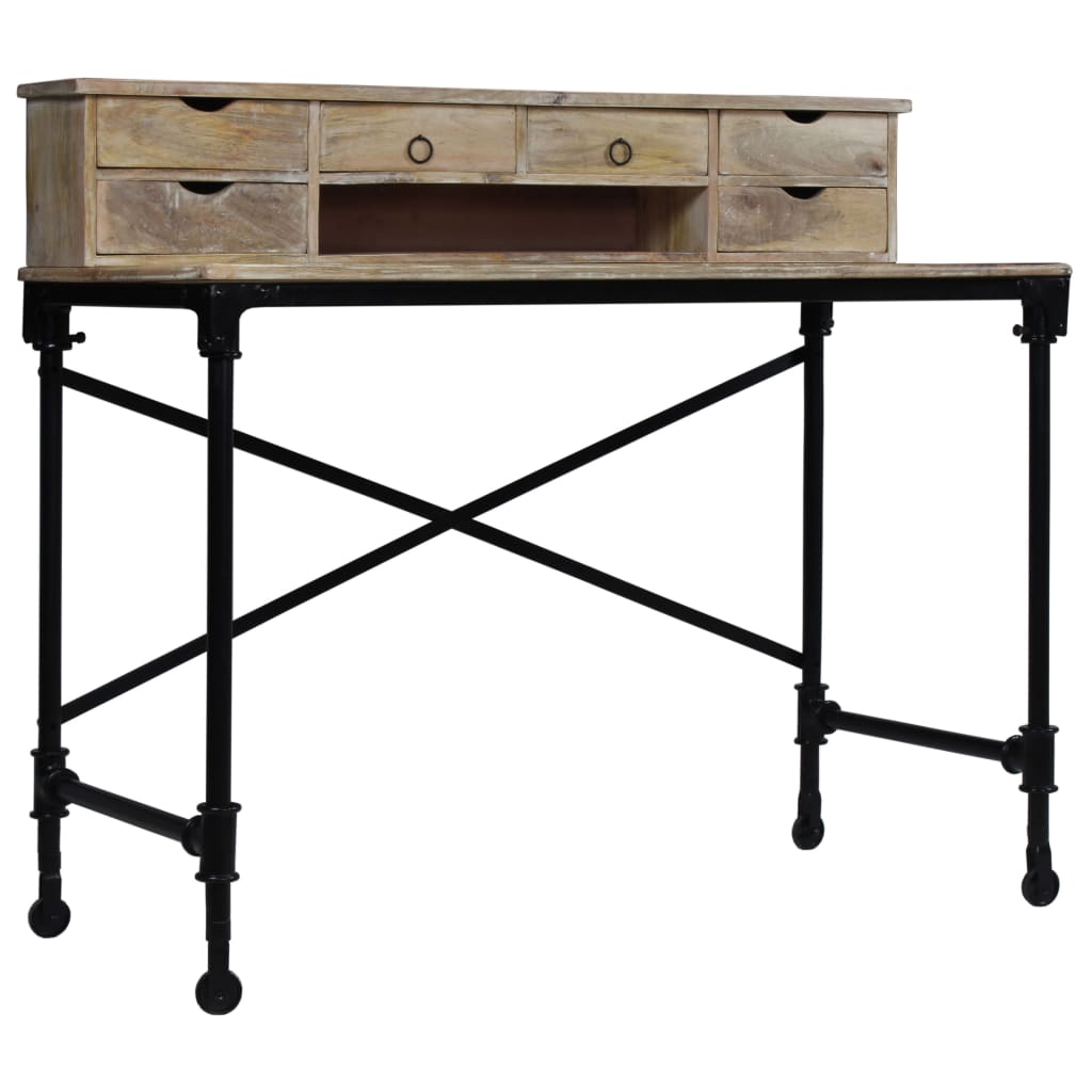 Schrijftafel 110X50X96 Cm Massief Mangohout En Staal