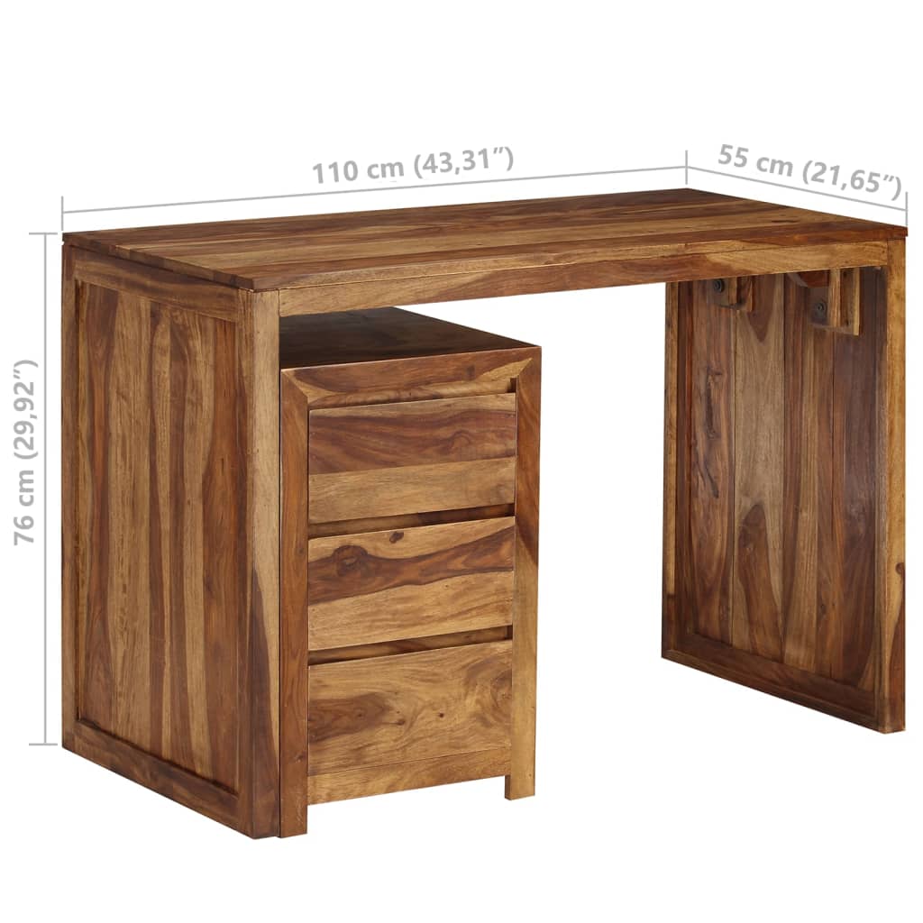 Schrijftafel 110X55X76 Cm Massief Sheeshamhout