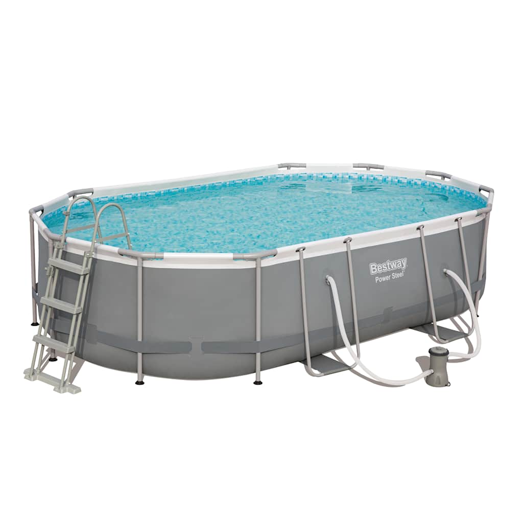 Bestway Zwembadset Power Steel Ovaal 488X305X107 Cm Antraciet