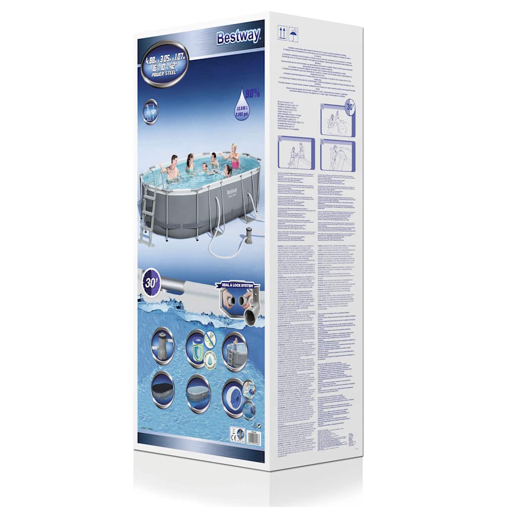 Bestway Zwembadset Power Steel Ovaal 488X305X107 Cm Antraciet