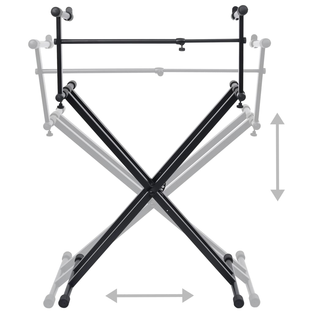 Keyboardstandaard X-Frame Dubbel Versterkt Zwart