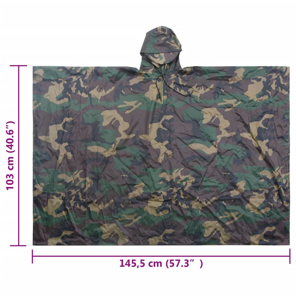 Regenponcho Voor Kamperen/Wandelen Leger Waterdicht