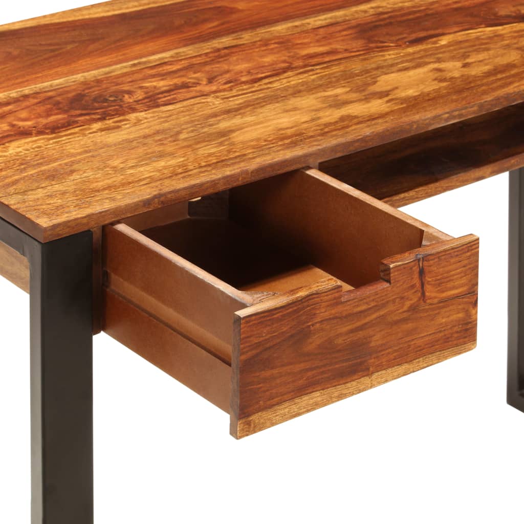 Bureau 110X55X78 Cm Massief Sheeshamhout En Staal