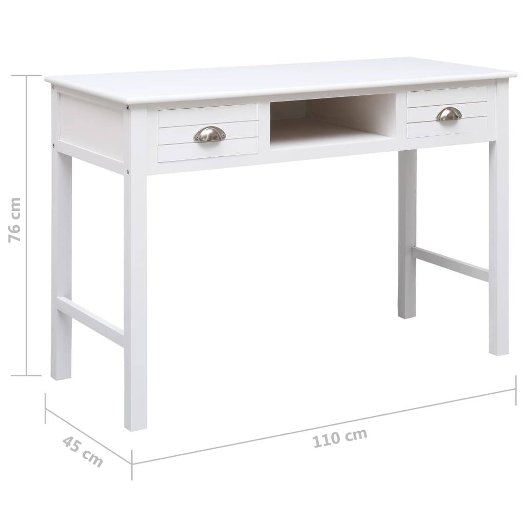 Schrijftafel 110X45X76 Cm Hout Wit