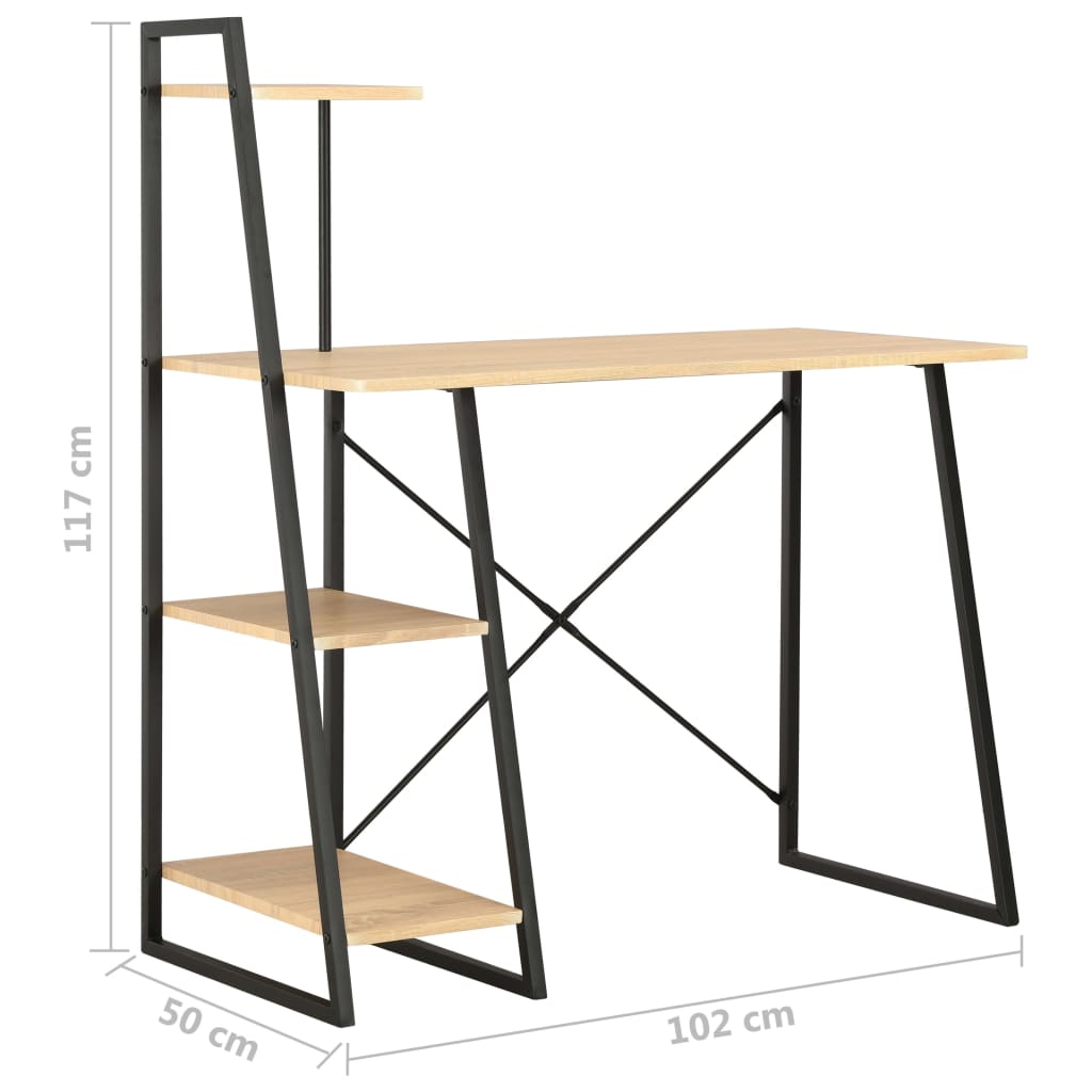 Bureau Met Schappen 102X50X117 Cm Kleurig