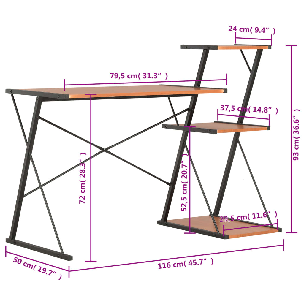 Bureau Met Schap 116X50X93 Cm