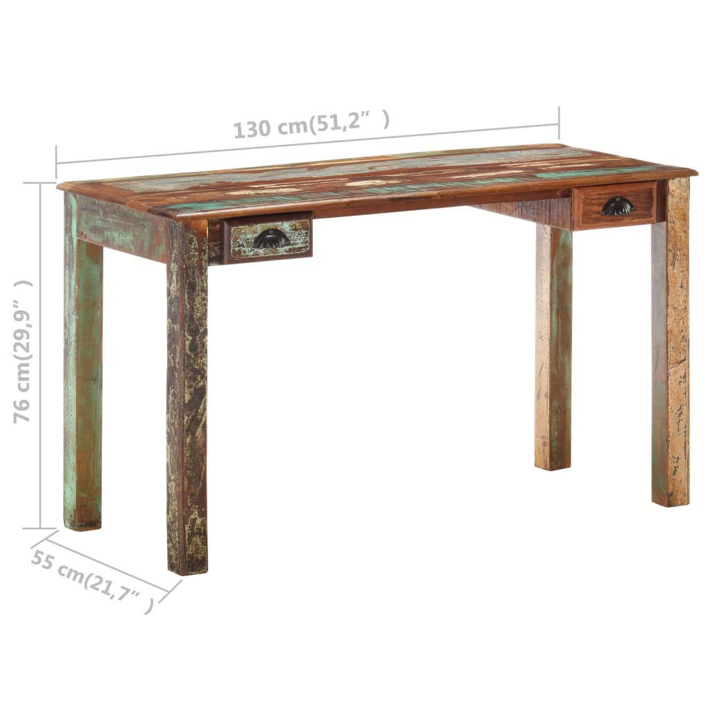 Bureau 130X55X76 Cm Massief Gerecycled Hout
