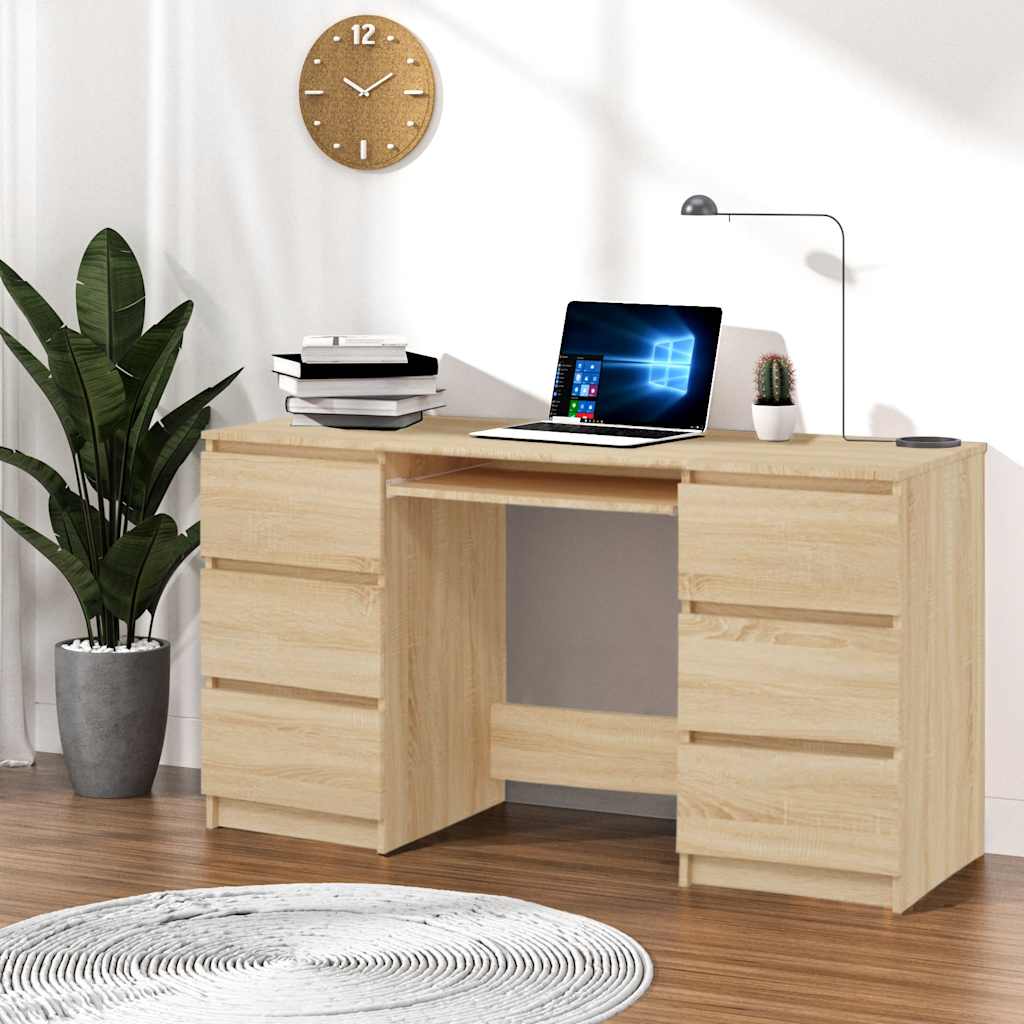 Bureau 140X50X77 Cm Bewerkt Hout Eikenkleurig