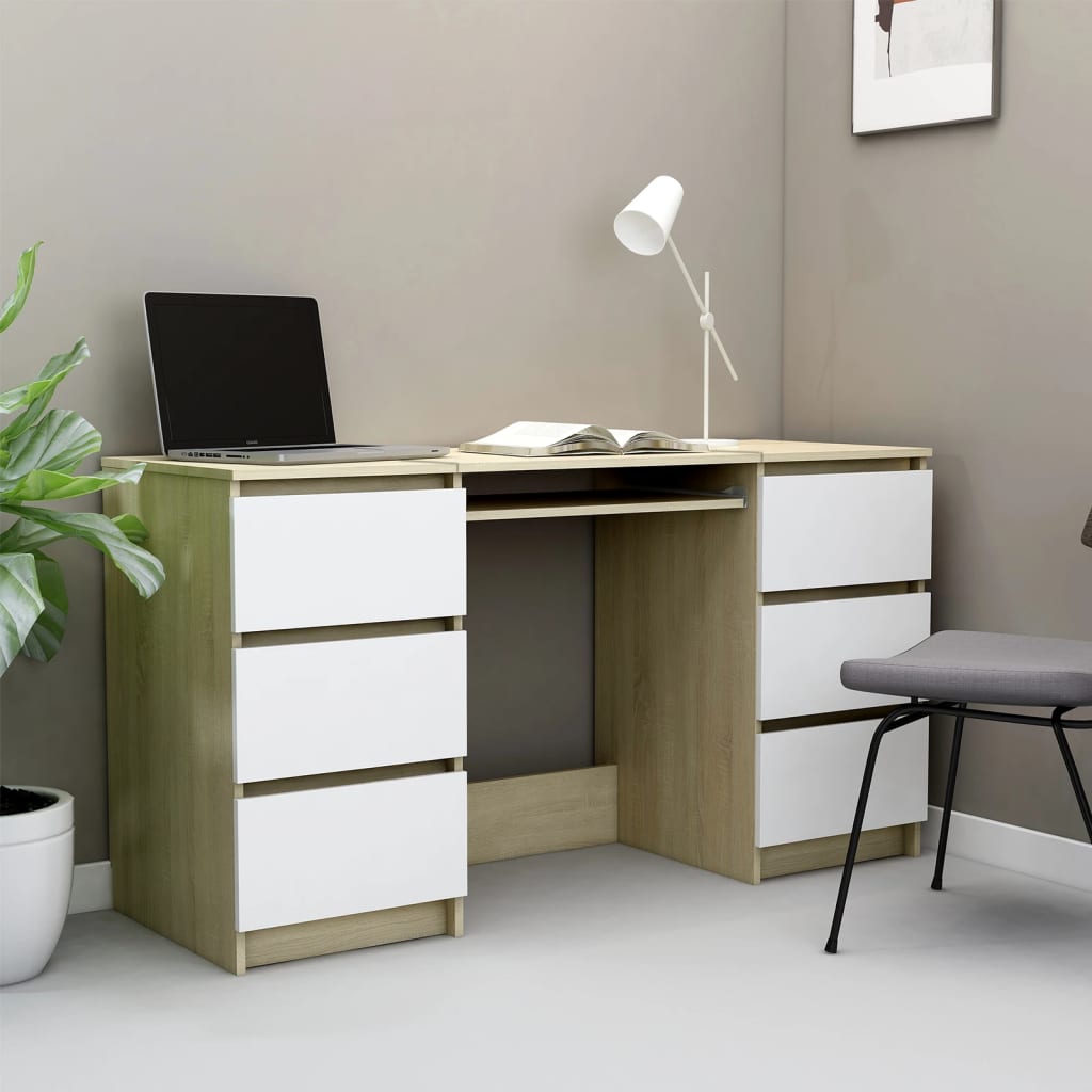 Bureau 140X50X77 Cm Bewerkt Hout Eikenkleurig