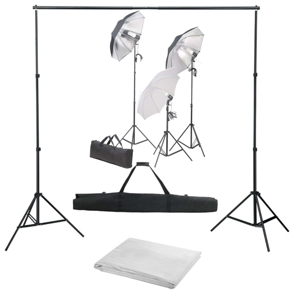 Fotostudioset Met Verlichtingsset En Achtergrond