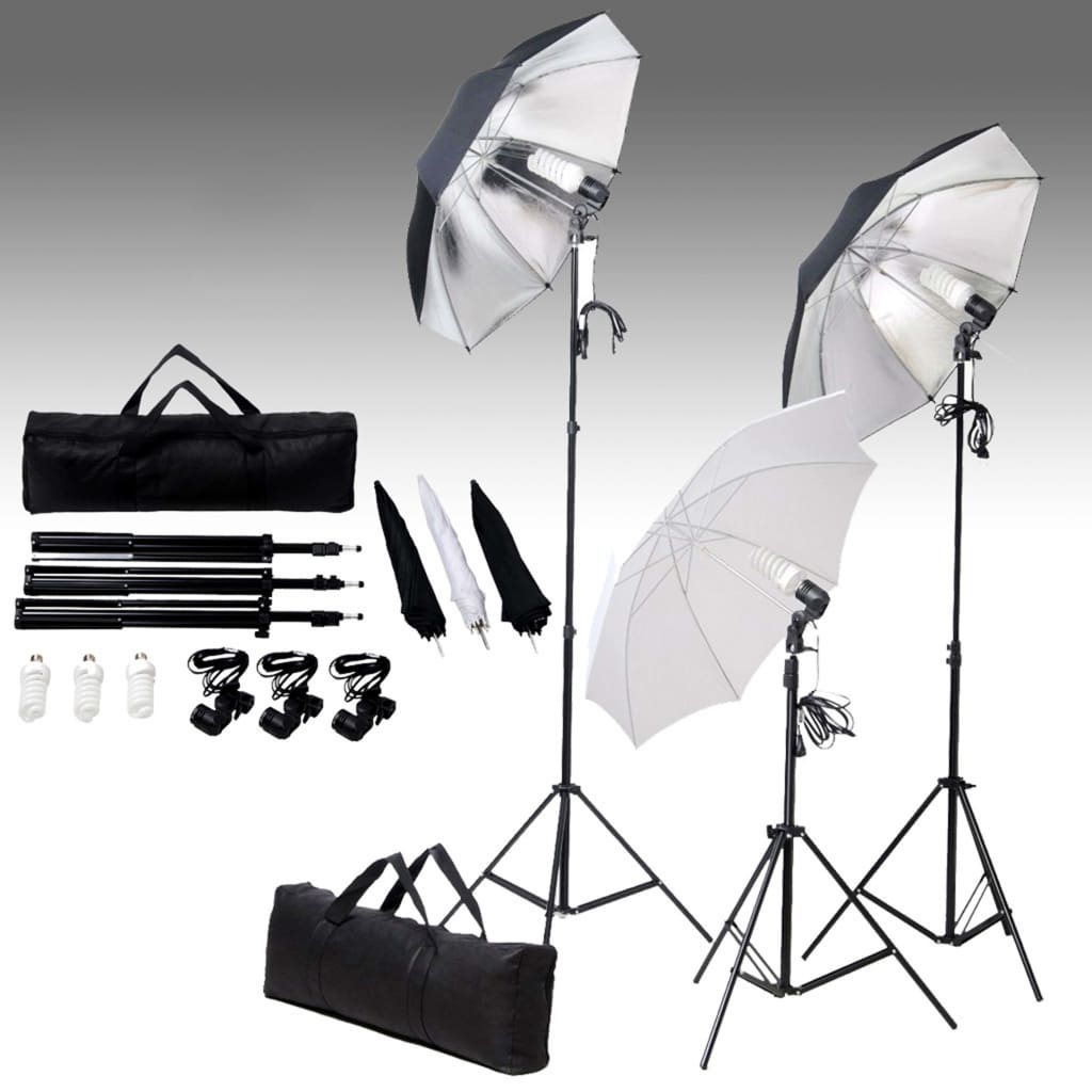 Fotostudioset Met Verlichtingsset En Achtergrond