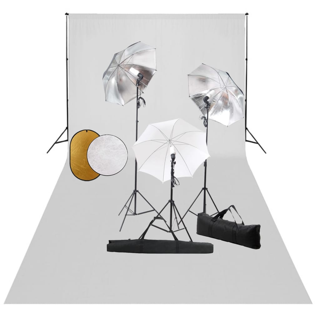 Fotostudioset Met Lampen, Paraplu's, Achtergrond En Reflector