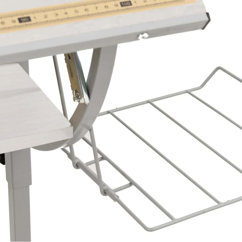 Tekentafel 110X53X(58-87) Cm Bewerkt Hout En Staal /Grijs