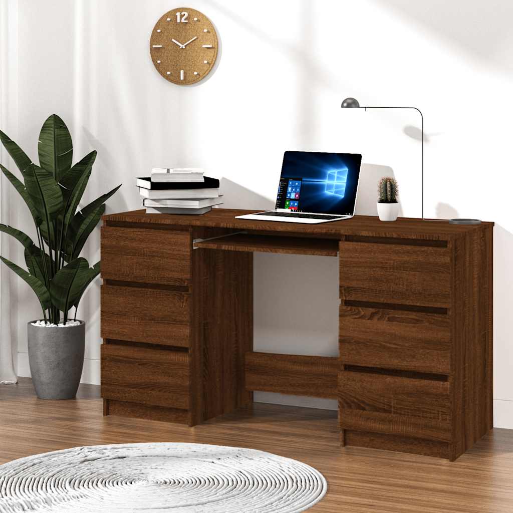 Bureau 140X50X77 Cm Bewerkt Hout Eikenkleurig