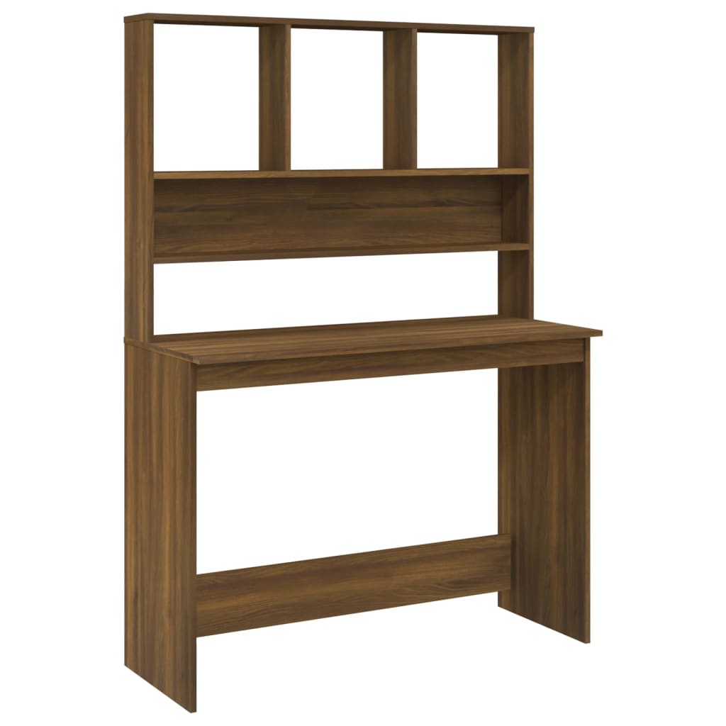 Bureau Met Schappen 110X45X157 Cm Bewerkt Hout Bruineikenkleur
