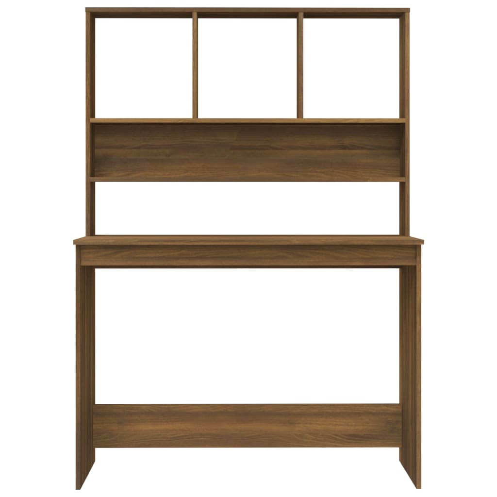 Bureau Met Schappen 110X45X157 Cm Bewerkt Hout Bruineikenkleur