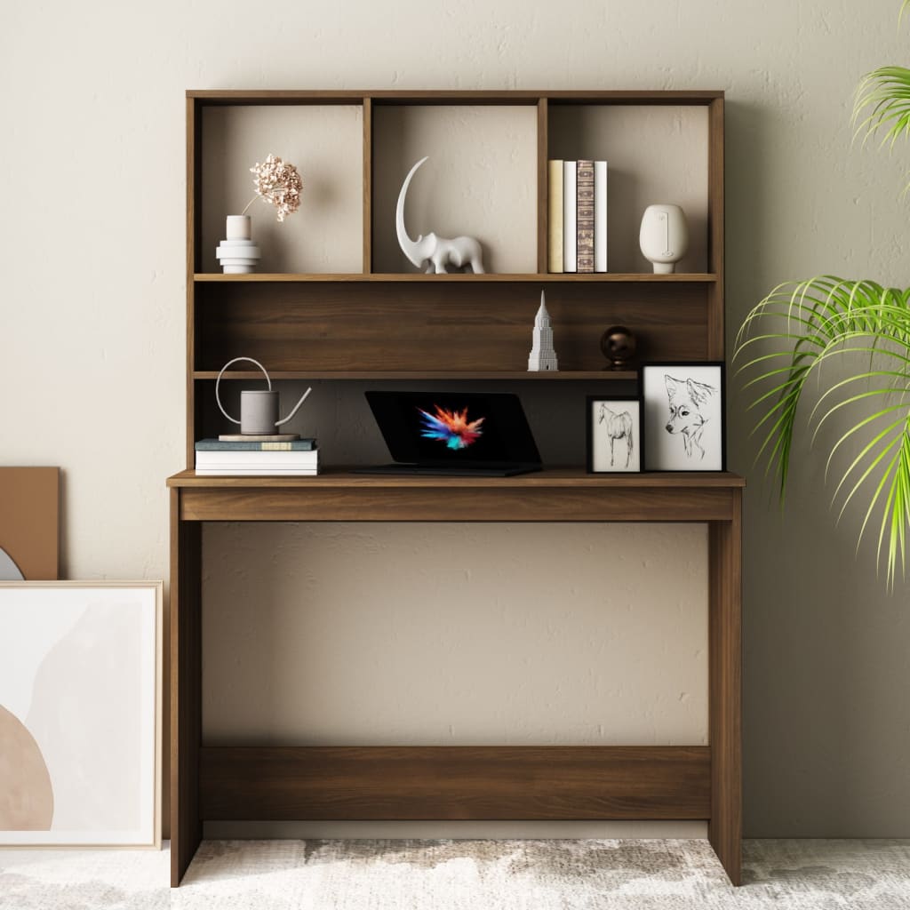 Bureau Met Schappen 110X45X157 Cm Bewerkt Hout Bruineikenkleur