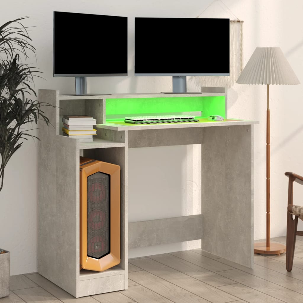 Bureau Met Led-Verlichting 97X45X90 Cm Bewerkt Hout