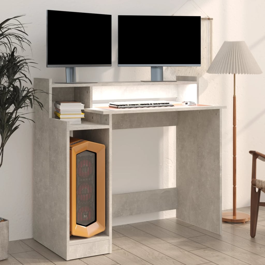 Bureau Met Led-Verlichting 97X45X90 Cm Bewerkt Hout