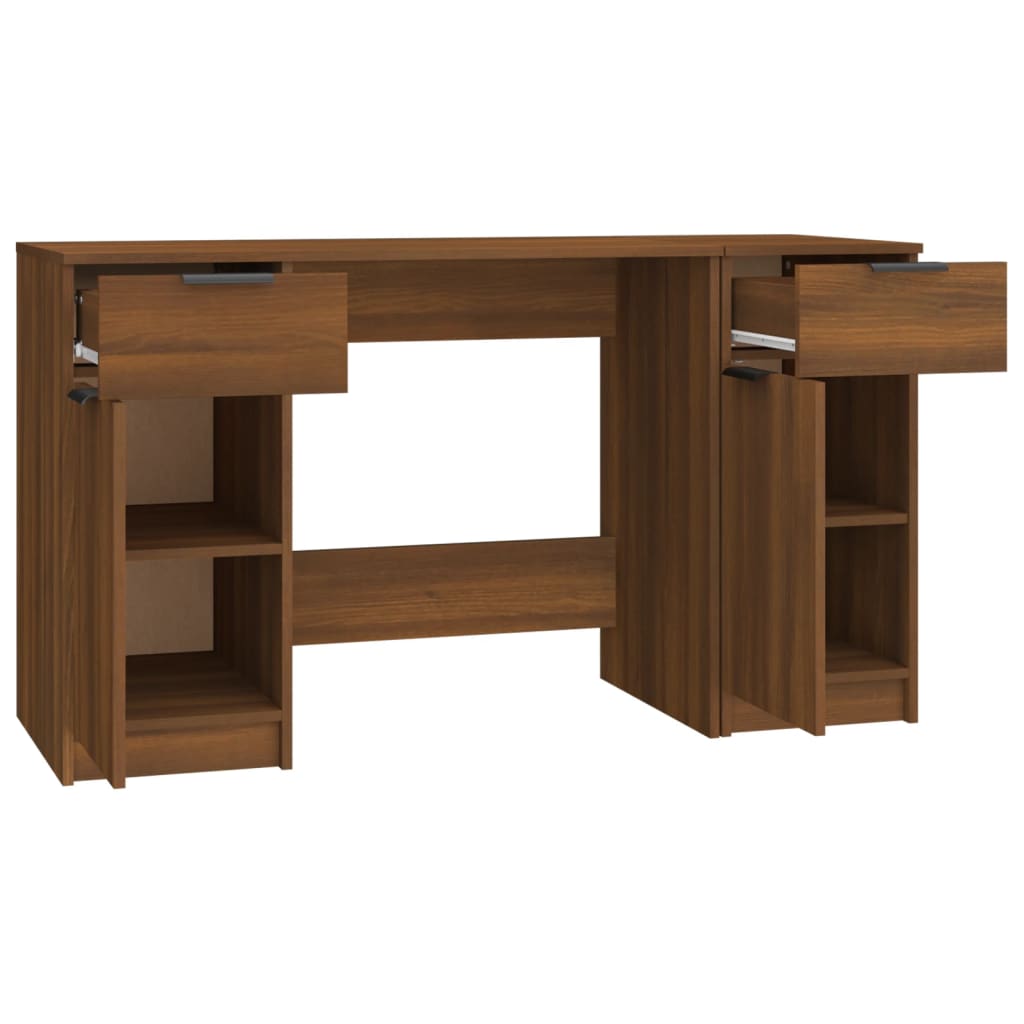 Bureau Met Bijzetkast Bewerkt Hout