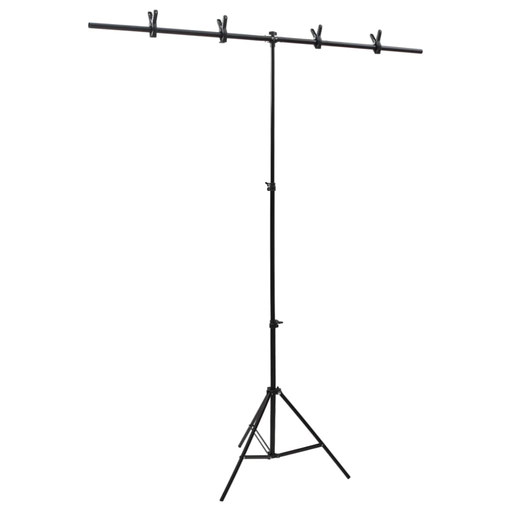 Achtergrondstandaard T-Vormig 201X60X(70-200) Cm Zwart