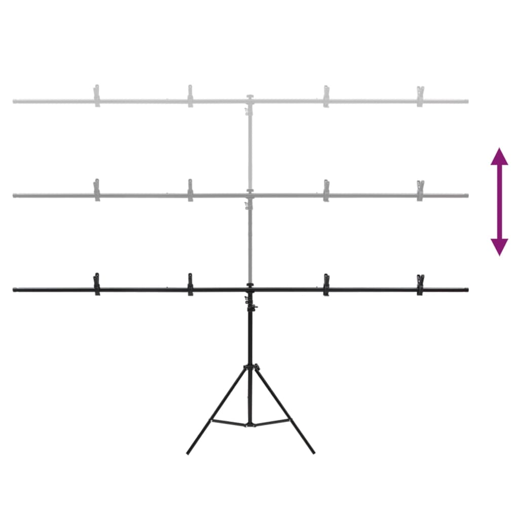 Achtergrondstandaard T-Vormig 201X60X(70-200) Cm Zwart
