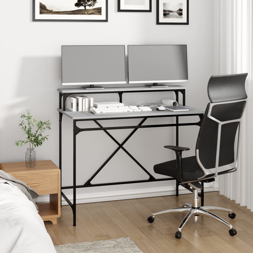 Bureau Bewerkt Hout En Ijzer Eiken