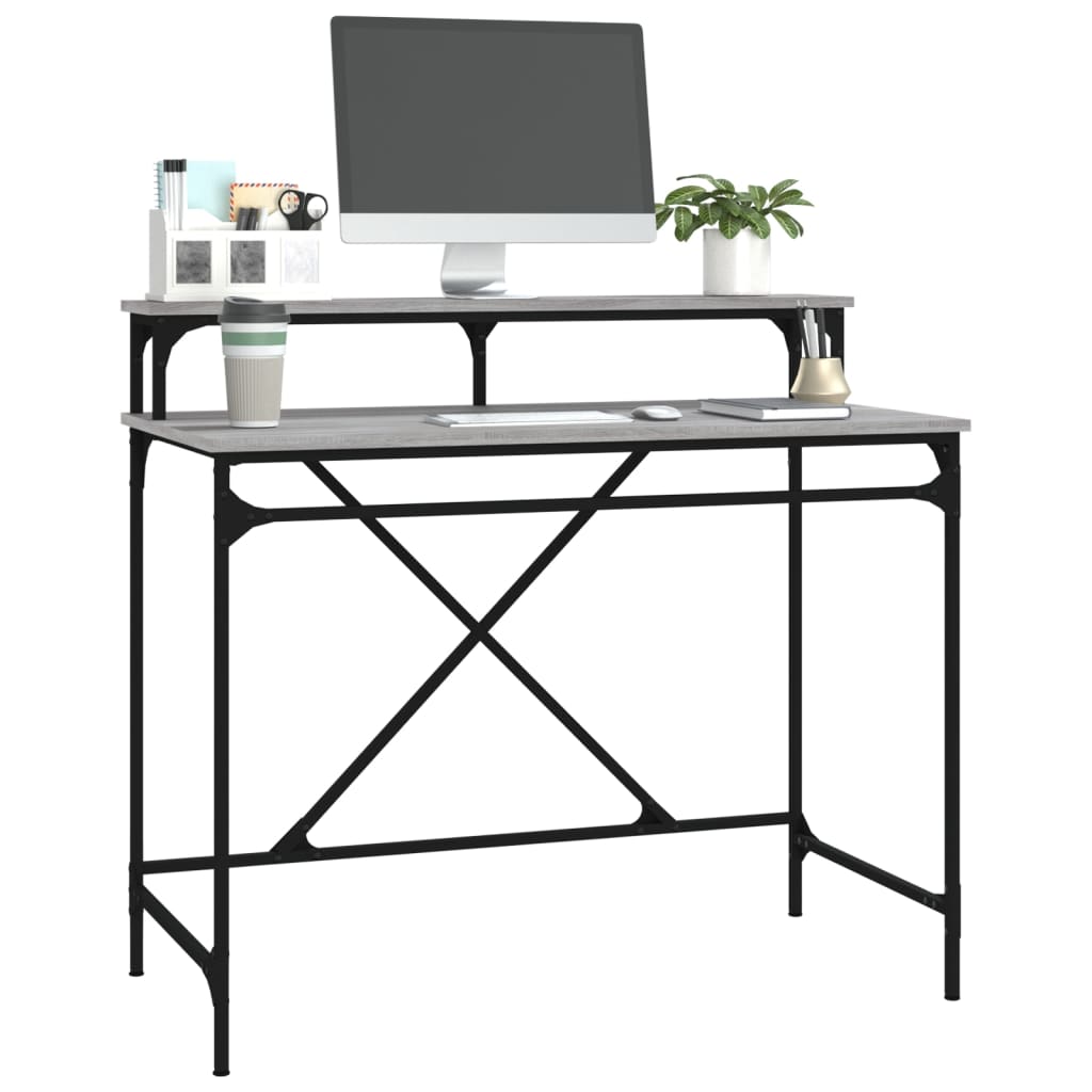 Bureau Bewerkt Hout En Ijzer Eiken
