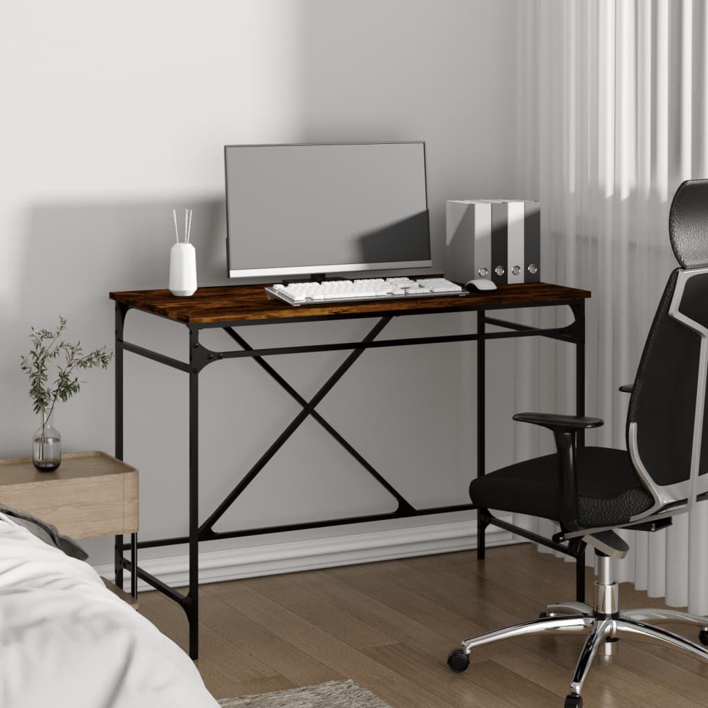 Bureau 100X50X75 Cm Bewerkt Hout En Ijzer Kleurig