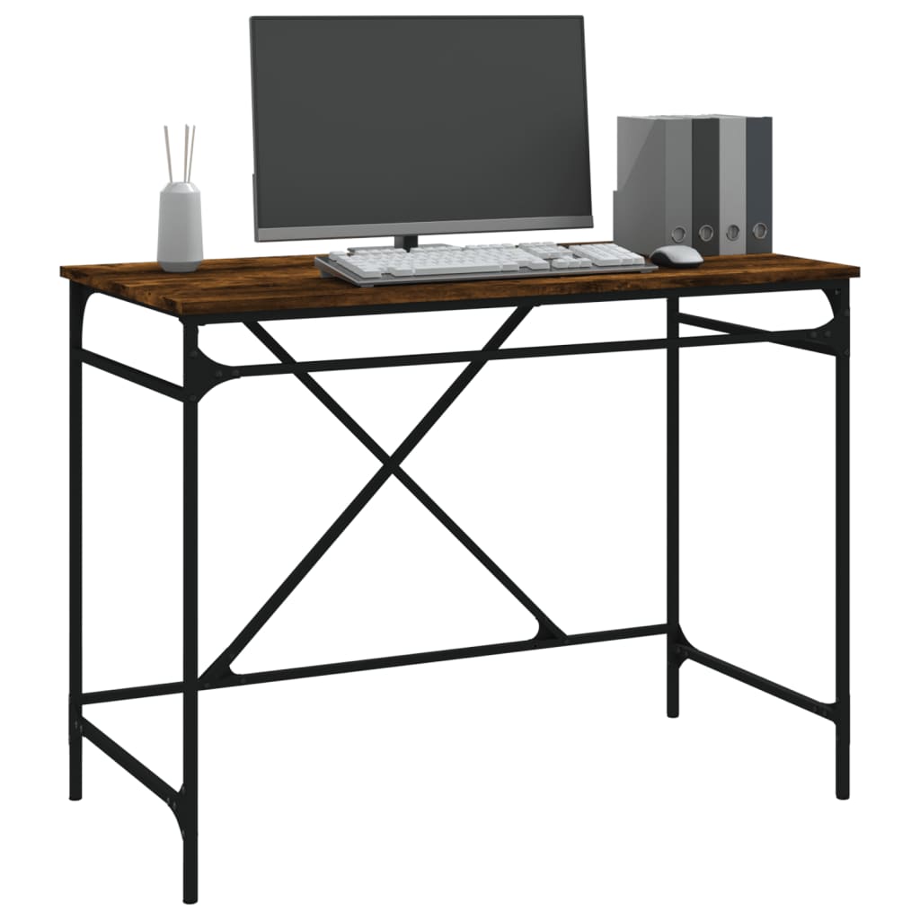Bureau 100X50X75 Cm Bewerkt Hout En Ijzer Kleurig