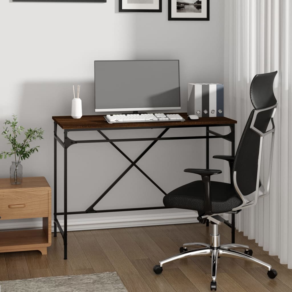 Bureau 100X50X75 Cm Bewerkt Hout En Ijzer Kleurig