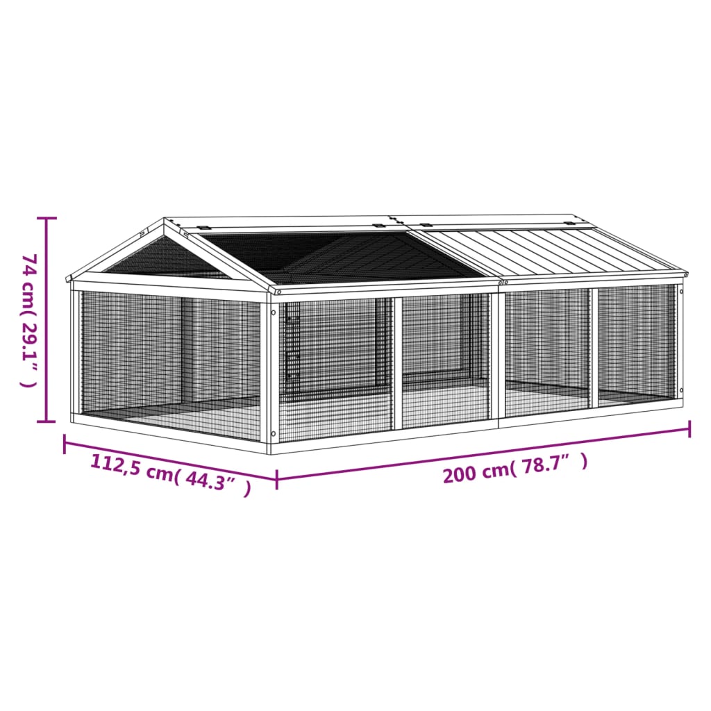 Dierenren 200X112,5X74 Cm Massief Grenenhout Kleurig