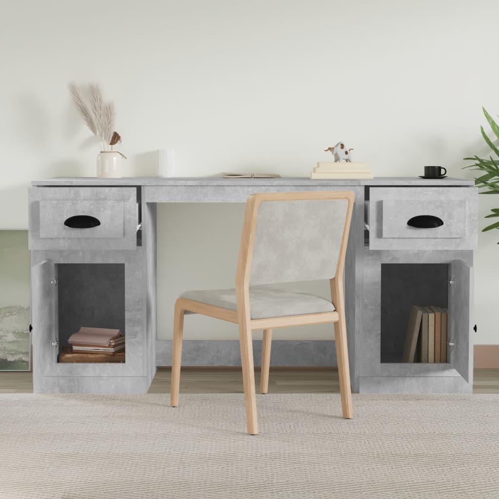 Bureau Met Kast Bewerkt Hout