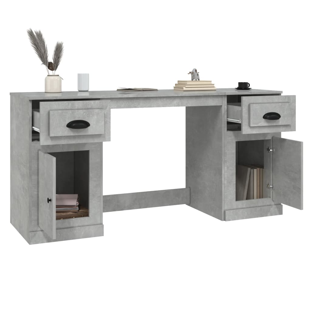 Bureau Met Kast Bewerkt Hout