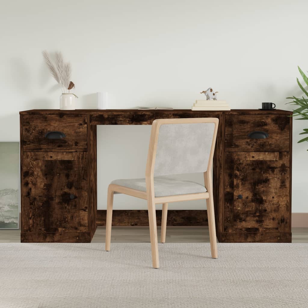 Bureau Met Kast Bewerkt Hout