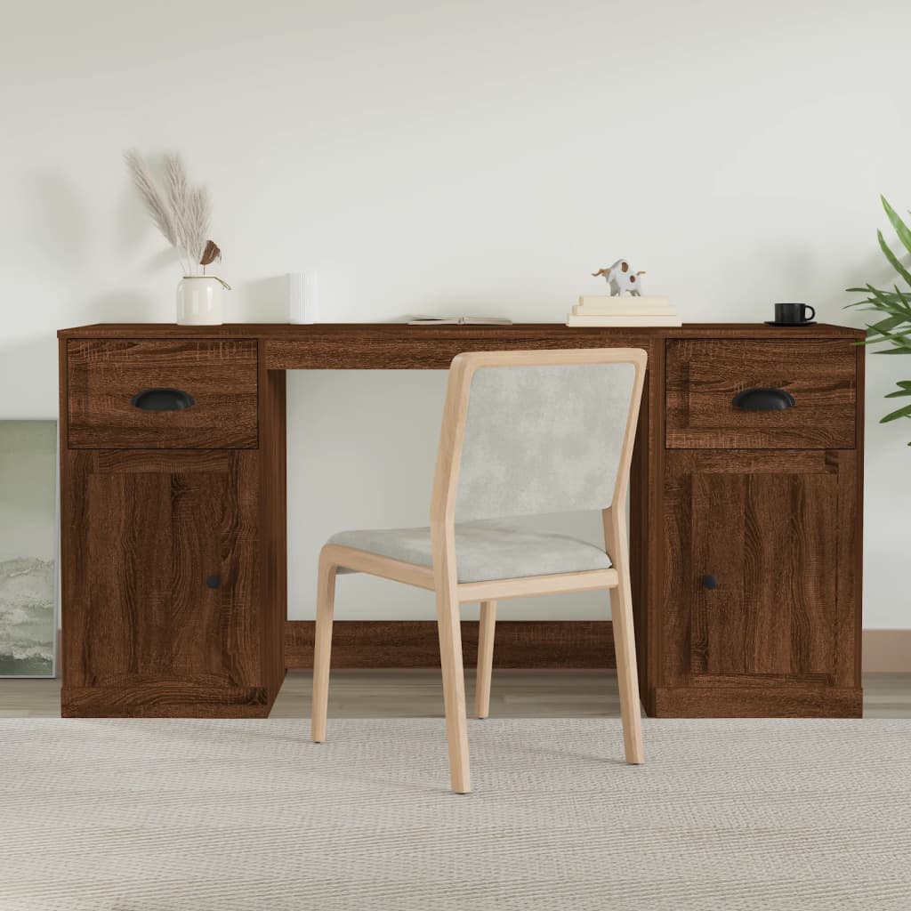 Bureau Met Kast Bewerkt Hout