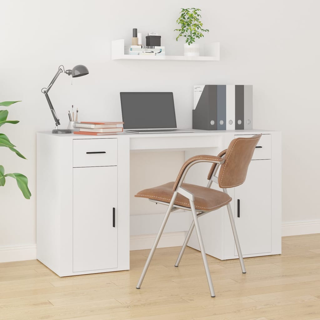 Bureau Met Kast Bewerkt Hout Eikenkleurig
