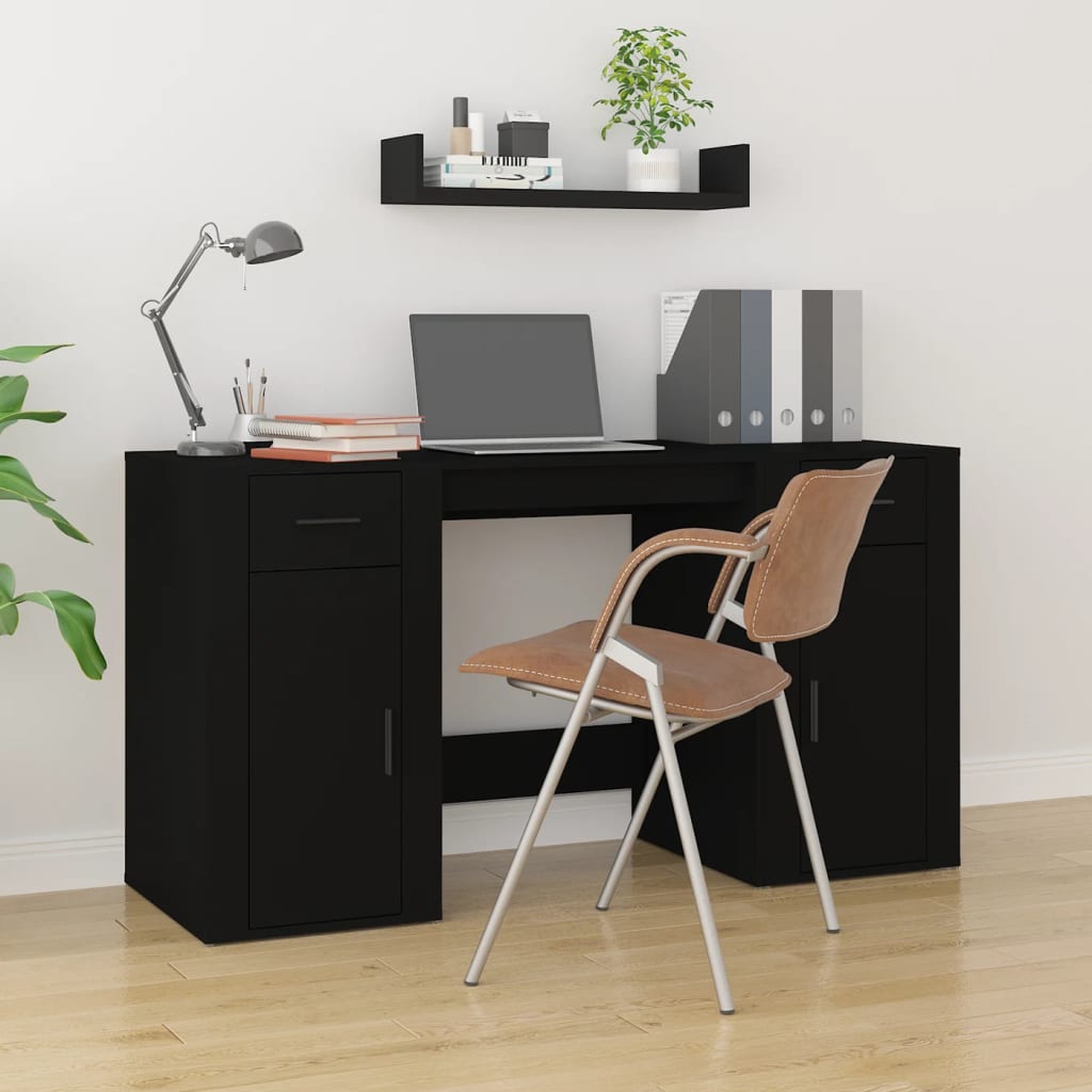 Bureau Met Kast Bewerkt Hout Eikenkleurig