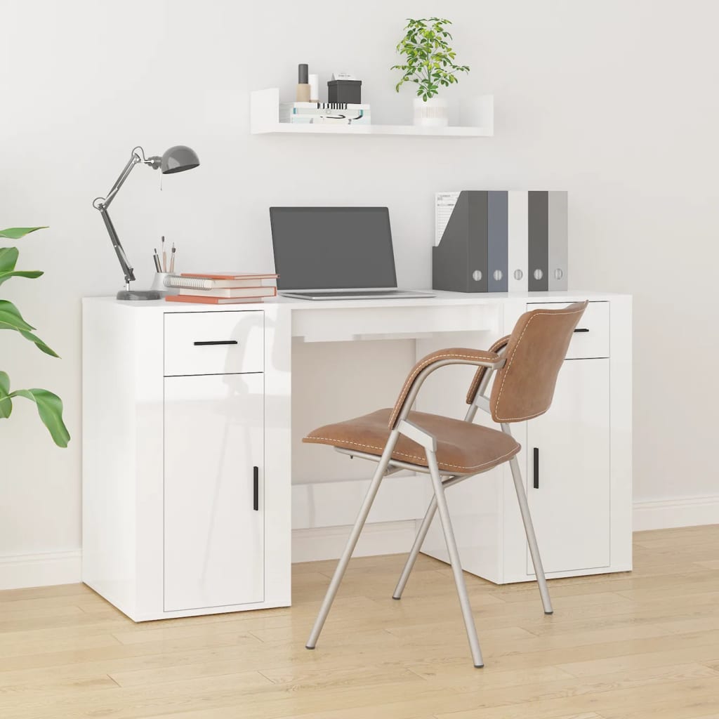 Bureau Met Kast Bewerkt Hout Eikenkleurig