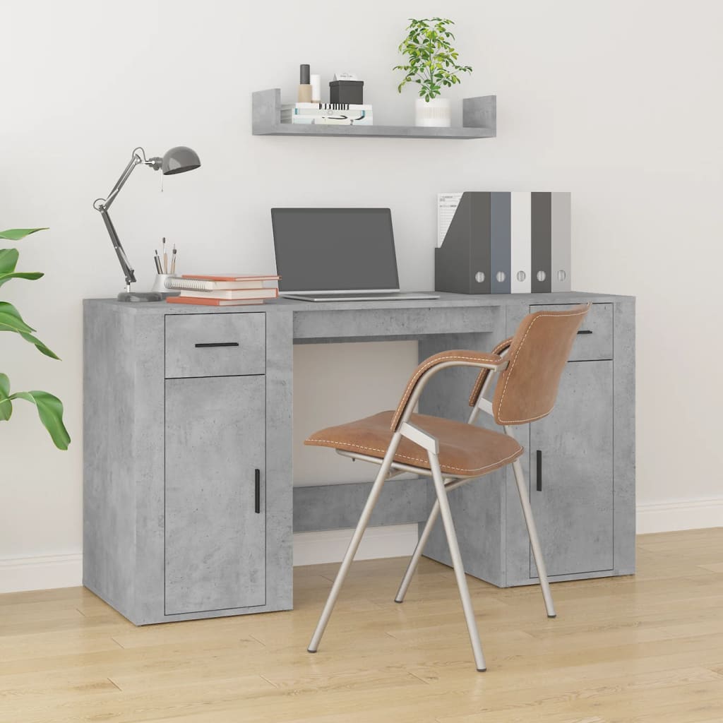 Bureau Met Kast Bewerkt Hout Eikenkleurig