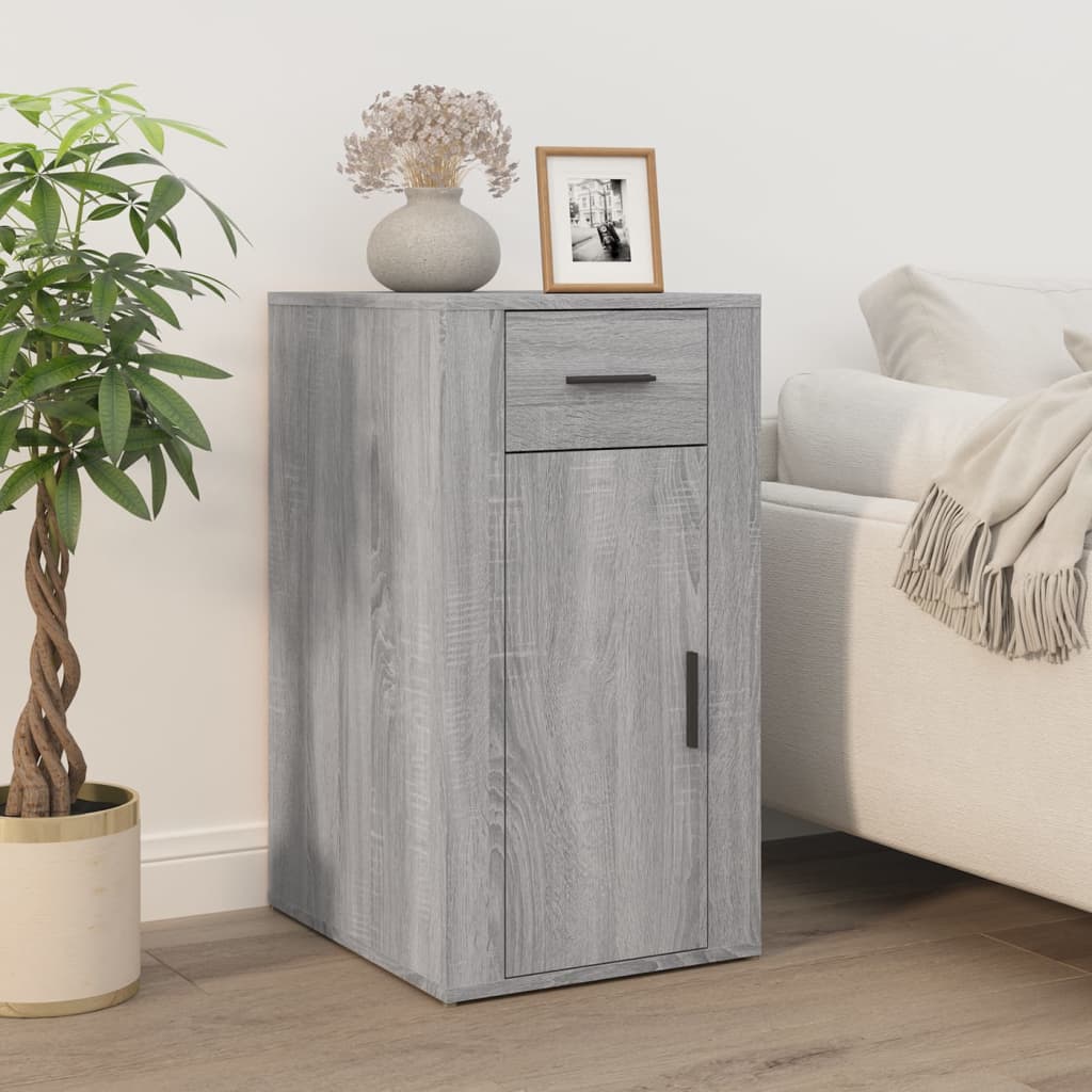 Bureau Met Kast Bewerkt Hout Eikenkleurig