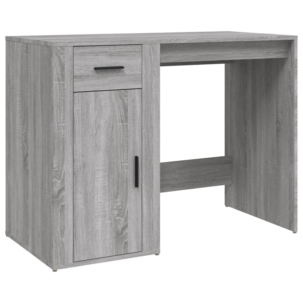 Bureau Met Kast Bewerkt Hout Eikenkleurig
