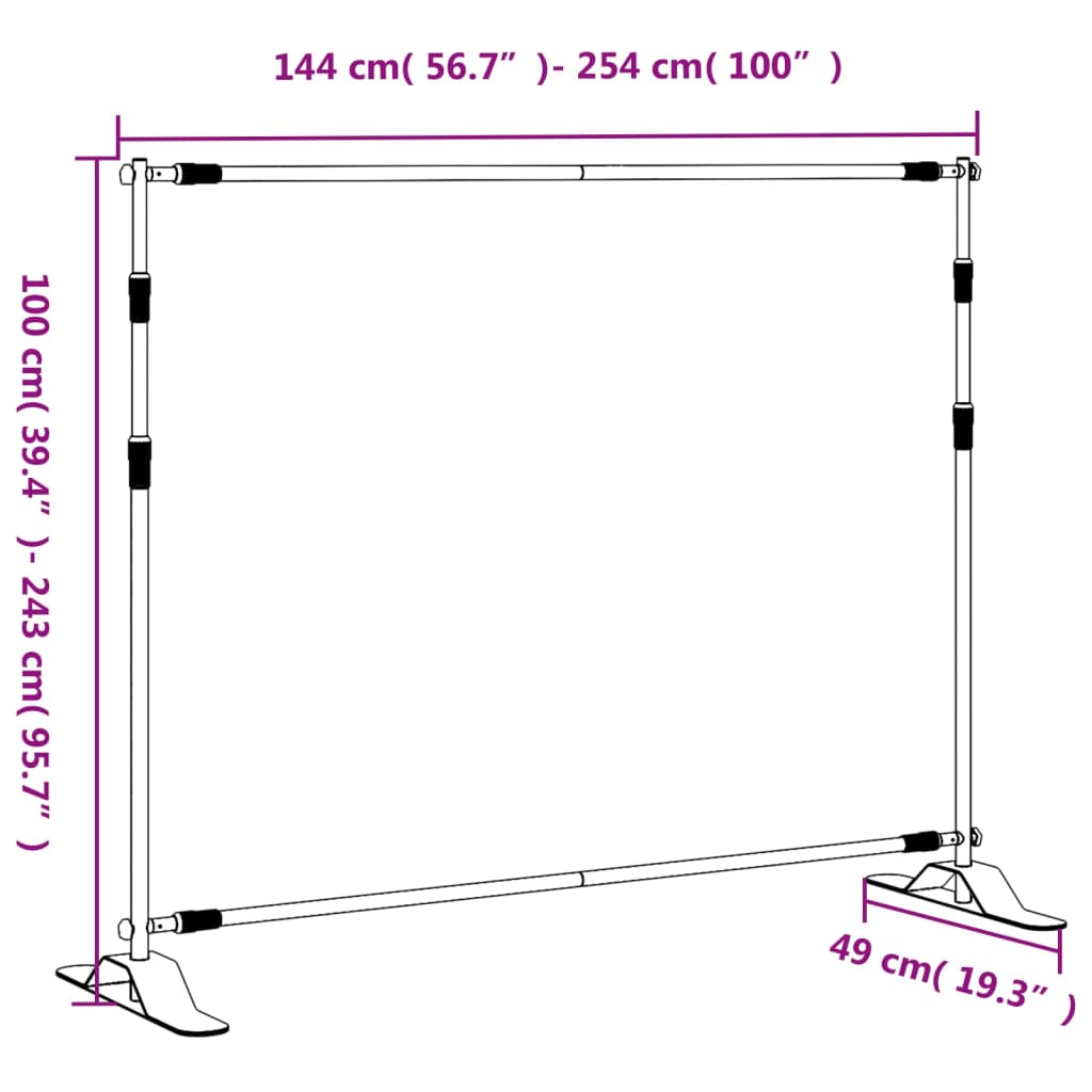 Achtergrondstandaards 2 St 254X243 Cm Staal Zwart