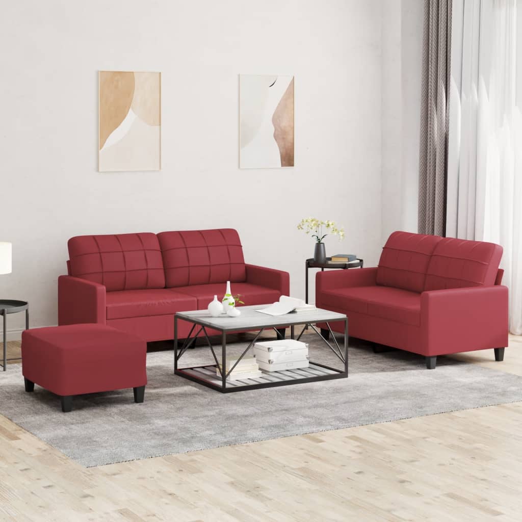 3-Delige Loungeset Met Kussens Kunstleer Kleurig