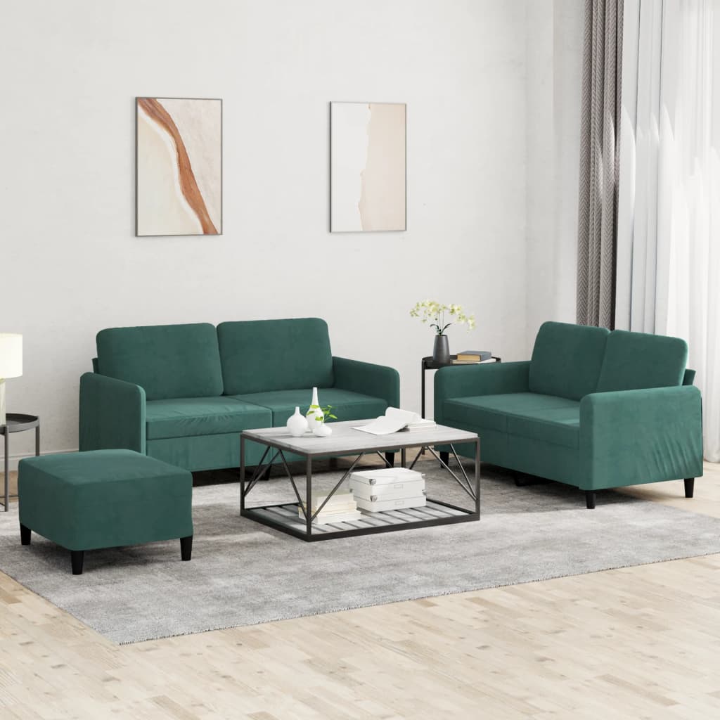 3-Delige Loungeset Met Kussens Fluweel