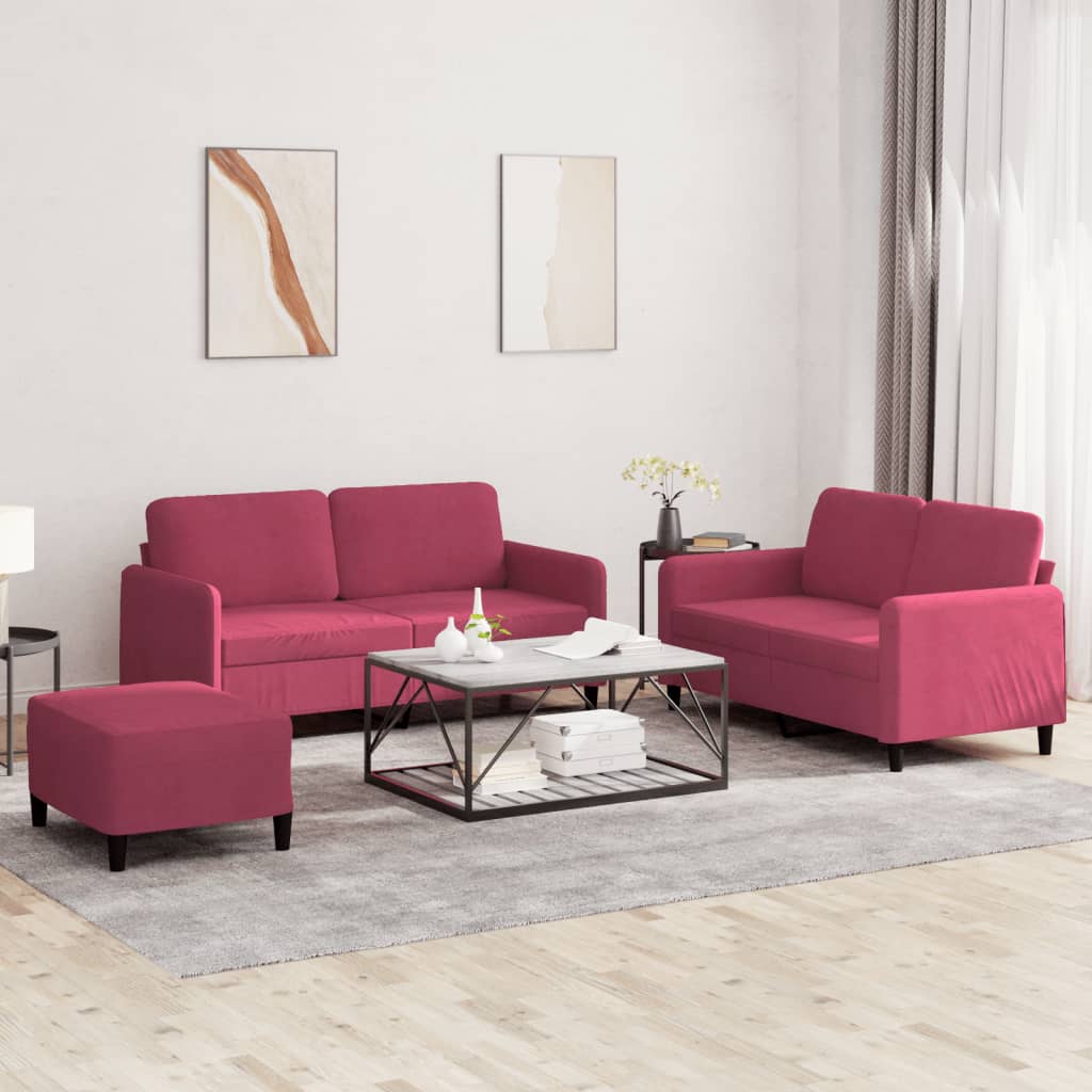 3-Delige Loungeset Met Kussens Fluweel