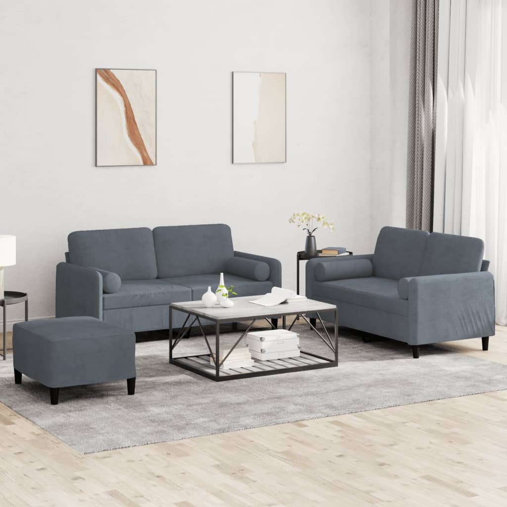 3-Delige Loungeset Met Kussens Fluweel