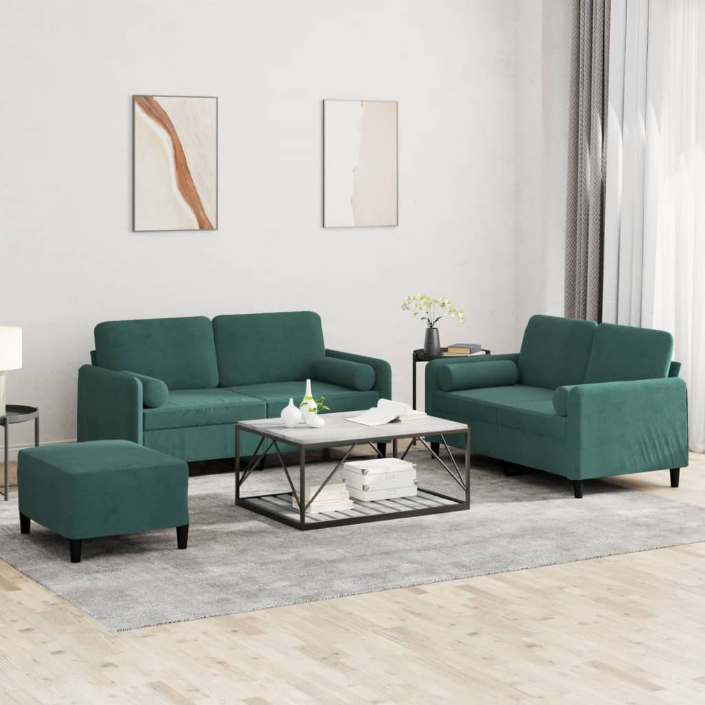 3-Delige Loungeset Met Kussens Fluweel